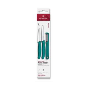 Victorinox - Set de cuțite de bucătărie SWISS CLASSIC, 3 piese, cu curățător de legume, turcoaz imagine