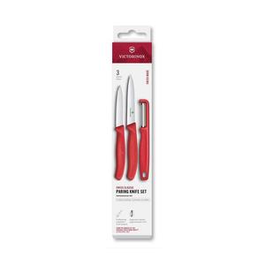 Victorinox - Set de 3 piese cuțite de bucătărie SWISS CLASSIC cu curățător, roșu imagine