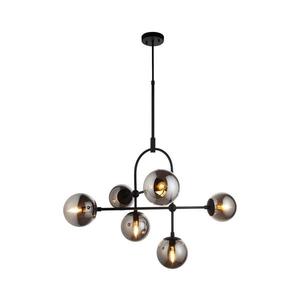 Endon 106661 - Lustră cu tijă ONTARIO, 6xE14/7W/230V, negru/negru fumuriu imagine