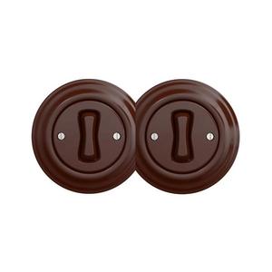 lap - Întrerupător dublu unipolar retro cu ramă nr. 1, maro imagine