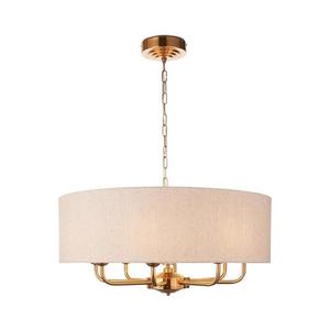 Endon 110727 - Candelabru cu lanț HIGHCLERE, 8xE14/40W/230V, bej/alamă, diam. 70 cm imagine