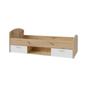 Pat single URO cu spațiu de depozitare, 90x200 cm, stejar artisan/alb imagine