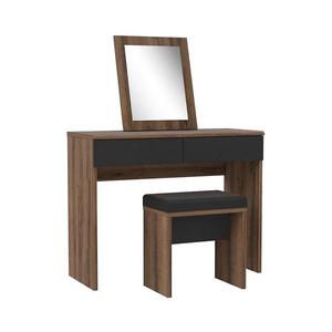 Masă de toaletă JUNO cu taburet, 45 x 29, 6 cm, maro/negru imagine