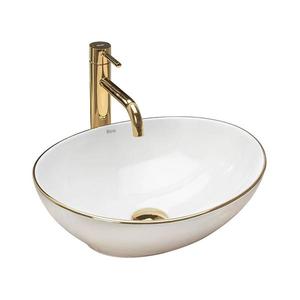 REA-U3287 - Lavoar pe blat SOFIA 34, 5x41 cm ceramică/alb lucios/auriu imagine