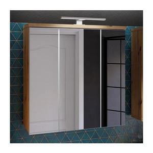 Dulap de baie suspendat cu oglindă VENOM, alb/stejar artisan imagine