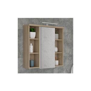 Dulap suspendat pentru baie cu oglindă VENOM, alb/stejar Sonoma imagine