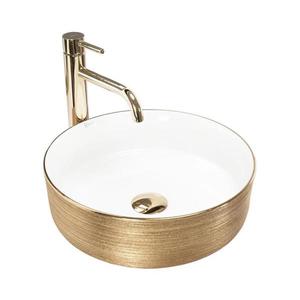 REA-U6630 - Lavoar pentru blat SAMI, diam. 36 cm, ceramică, alb, auriu periat imagine