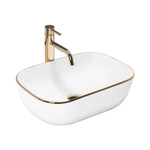 REA-U8736 - Lavoar pentru blat BELINDA 33, 5x46, 5 cm ceramică/alb/auriu imagine