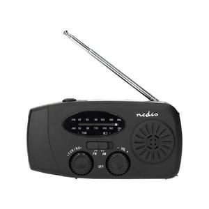 RDFMCR2000BK - Radio AM/FM cu manivelă, panou solar și lanternă LED, acumulator 2000 mAh imagine