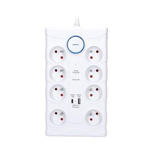 PO80 - Prelungitor cu întrerupător, 8 prize, tip E, 1x USB-A + 1x USB-C, 2 m, alb imagine