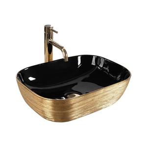 REA-U8780 - Lavoar pentru blat BELINDA 33 x 46, 5 cm, ceramică/negru/auriu imagine