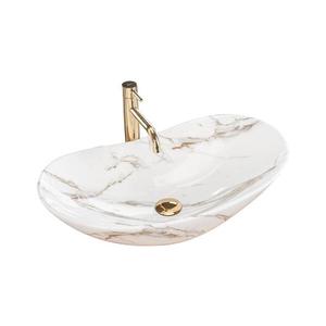 REA-U8597 - Lavoar ROYAL pentru blat 36x62 cm ceramică/decor marmură imagine