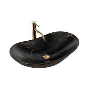 REA-U7478 - Lavoar pentru blat ROYAL 36 x 62 cm, ceramică, negru, decor marmură imagine