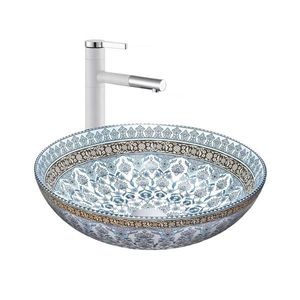 REA-U0267 - Lavoar pentru blat ARTE Ø 40 cm, ceramică, model ornamental imagine