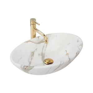 REA-U9685 - Lavoar pentru blat PAMELA 33x53 cm ceramică/finisaj marmură imagine