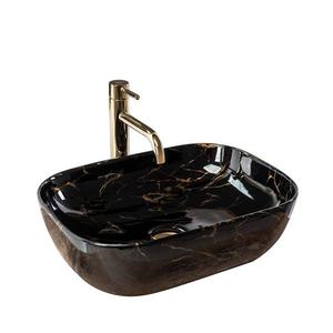 REA-U8907 - Lavoar pentru blat BELINDA 33, 5x46, 5 cm ceramică/negru/decor marmură imagine
