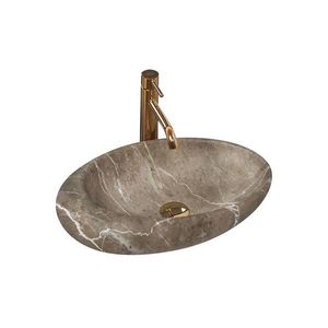 REA-U6650 - Lavoar pe blat ROXY, 31 x 49 cm, ceramică, gri, decor marmură imagine