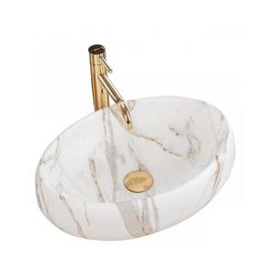 REA-U8568 - Lavoar LINDA pentru blat 34 x 48, 5 cm ceramică/decor marmură imagine