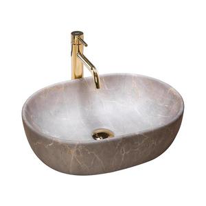 REA-U9887 - Lavoar pe blat LARA 35x48, 5 cm ceramică/gri/decor marmură imagine