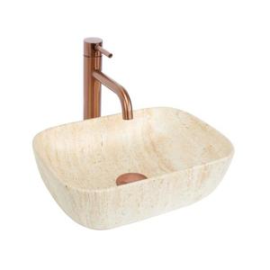 REA-U4700 - Lavoar BELINDA pentru blat 25x36 cm, ceramică, bej, imitație de piatră imagine
