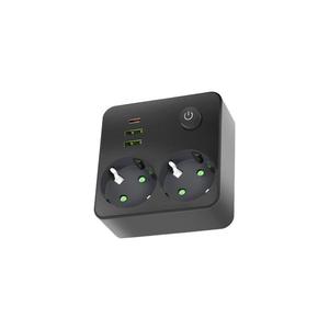 Multipriză LINEA cu întrerupător, 2x 230 V (SCHUKO) + 3x USB A/C, negru imagine
