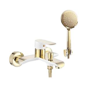 REA-B9932 - Set pentru cadă BLOOM alb mat/auriu imagine