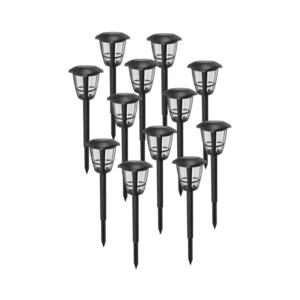 - Set de 12 buc. lămpi solare LED, 0, 06 W/2 V, 33, 8 cm, 6500 K, IP44, negre imagine