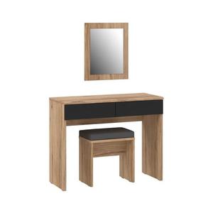 Masă de toaletă ERO cu taburet, maro/negru imagine