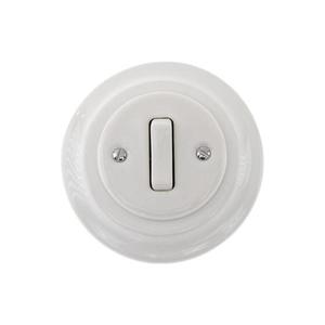 Bohemia-Design - Întrerupător retro simplu din porțelan cu ramă nr. 1, alb imagine