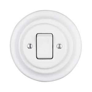 Bohemia-Design - Întrerupător retro simplu din porțelan cu ramă nr. 7, alb imagine