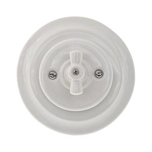 Bohemia-Design - Comutator rotativ retro din porțelan cu ramă nr. 1 alb imagine