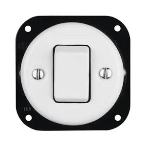 Bohemia-Design - Întrerupător retro simplu din porțelan, fără ramă, nr. 7, alb imagine