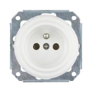 Bohemia-Design - Priză electrică retro din porțelan, de perete, fără ramă, 250V/16A, albă imagine