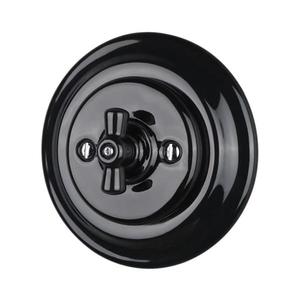 Bohemia-Design - Întrerupător rotativ retro din porțelan cu ramă nr. 1, negru imagine