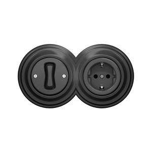 lap-Retro întrerupător unipolar nr. 1 și priză SCHUKO 230 V cu ramă antracit imagine