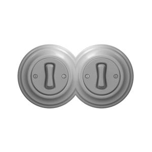 lap - Întrerupător dublu retro unipolar cu ramă nr. 1, gri imagine