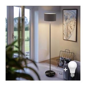 Lampă de podea LED TUNJA, 1x E27/20W/230V, Ø 30 cm, negru/taupe imagine