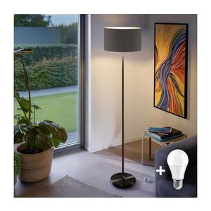 Lampadar LED TUNJA, 1xE27/20W/230V, Ø 38 cm, negru/taupe imagine