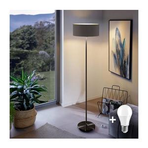 Lampă de podea LED TUNJA, 1xE27/20W/230V, Ø 38 cm, negru/maro imagine