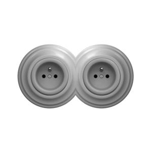 lap - Priză dublă retro cu ramă 230V gri imagine