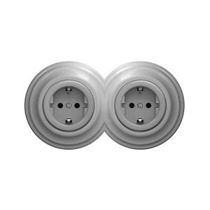 lap - Priză dublă retro de perete SCHUKO 230V, gri, cu ramă imagine