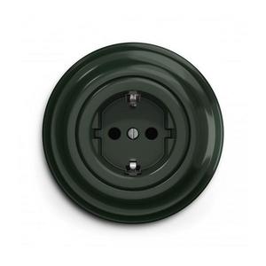 lap - Priză Schuko retro cu ramă, 230V/16A, verde imagine