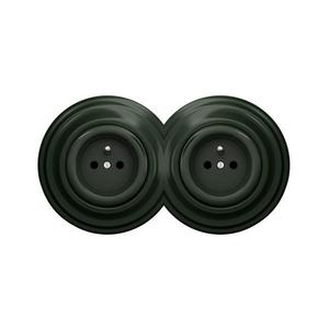 lap - Priză dublă retro cu ramă, 230 V, verde imagine