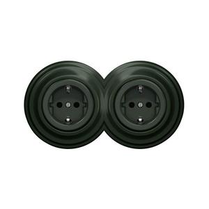 lap - Priză dublă retro de perete pentru uz casnic, cu ramă, SCHUKO 230 V, verde imagine