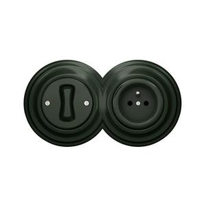 lap - Întrerupător retro unipolar nr. 1 și priză 230V cu ramă, verde imagine