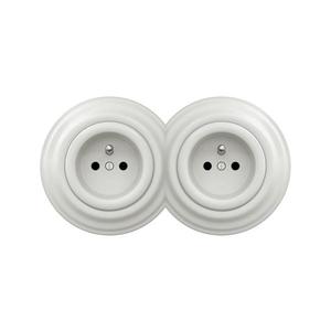 lap - Priză dublă retro cu ramă 230V albă imagine