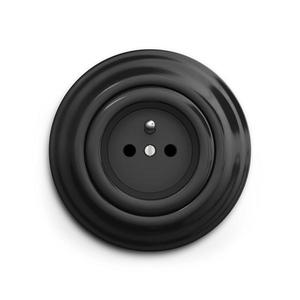 lap - Priză de perete retro cu ramă, 230V, neagră imagine