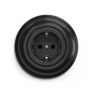 lap - Priză retro de perete cu ramă SCHUKO 230V/16A, neagră imagine