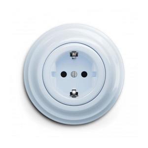 lap - Priză retro Schuko de perete cu ramă, 230V/16A, albastră imagine