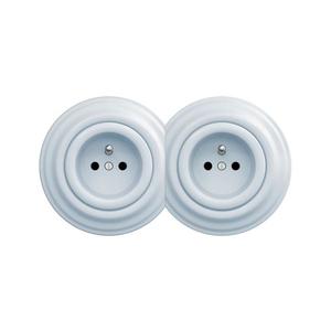 lap - Priză dublă retro cu ramă, 230V, albastră imagine